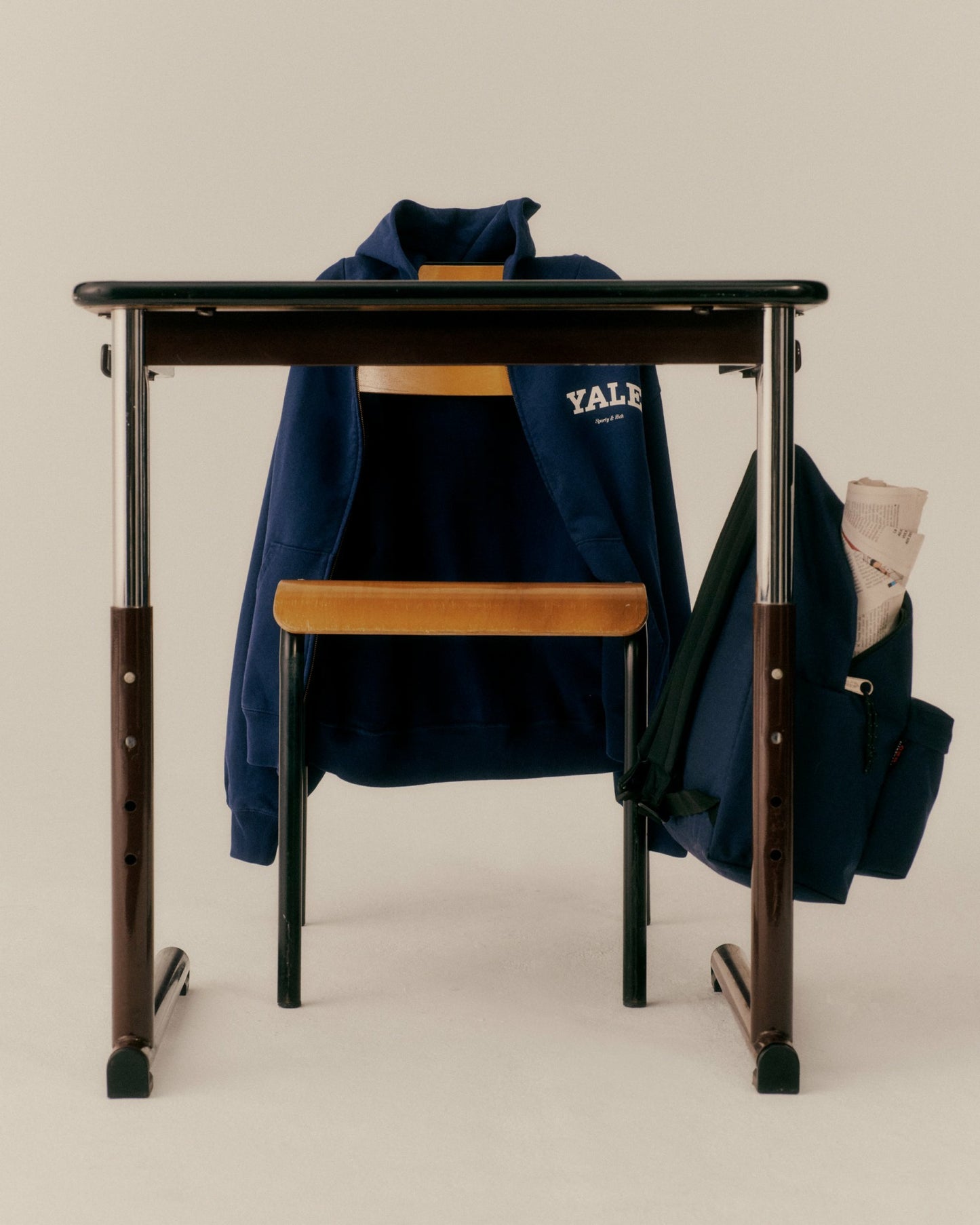 Yale Classic Zip Hoodie - Navy/White