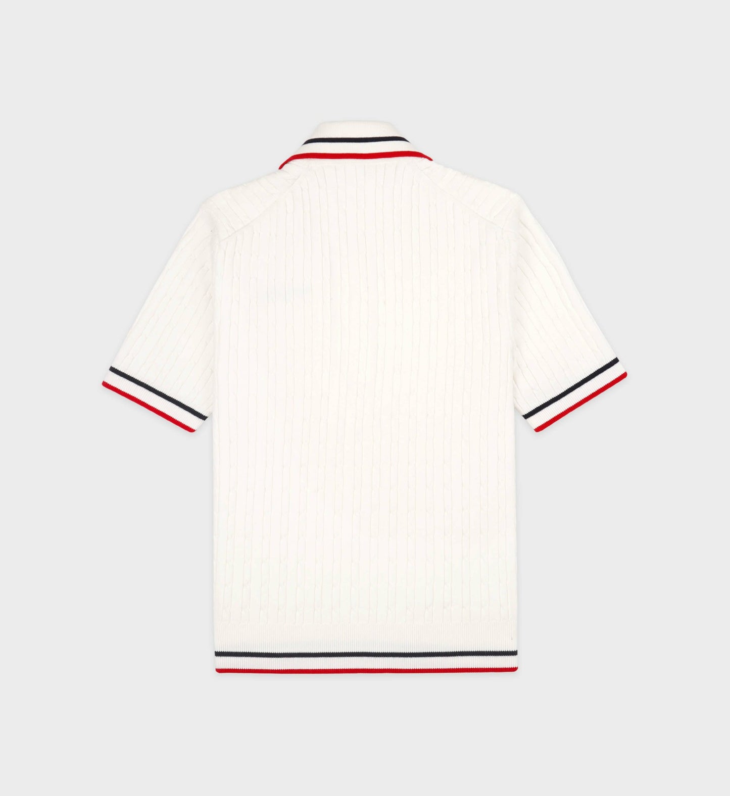 Serif Logo Mini Cable Polo - White/Navy/Ruby