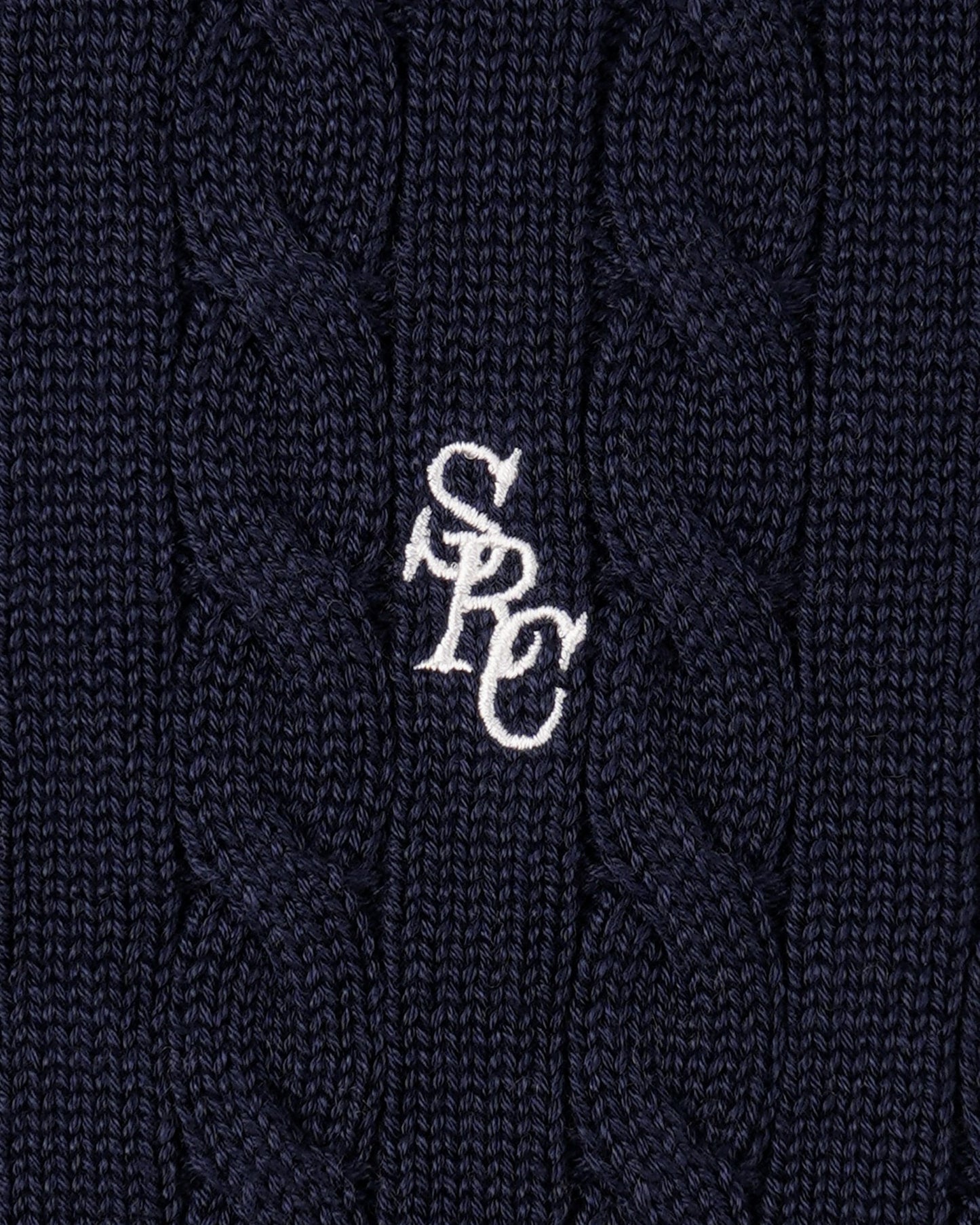 SRC Cotton Cableknit Sweater - Navy/White