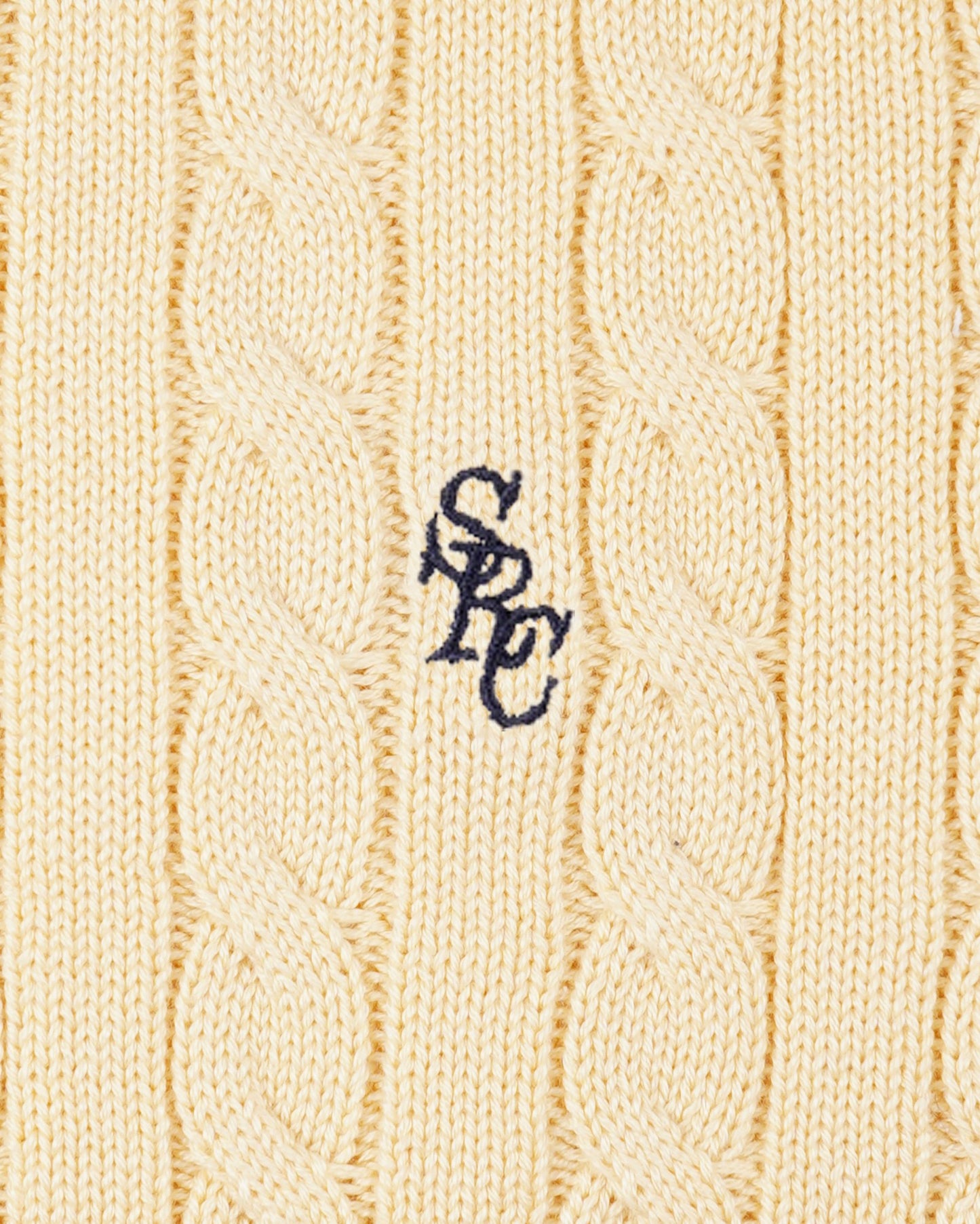 SRC Cotton Cableknit Sweater - Almond/Navy