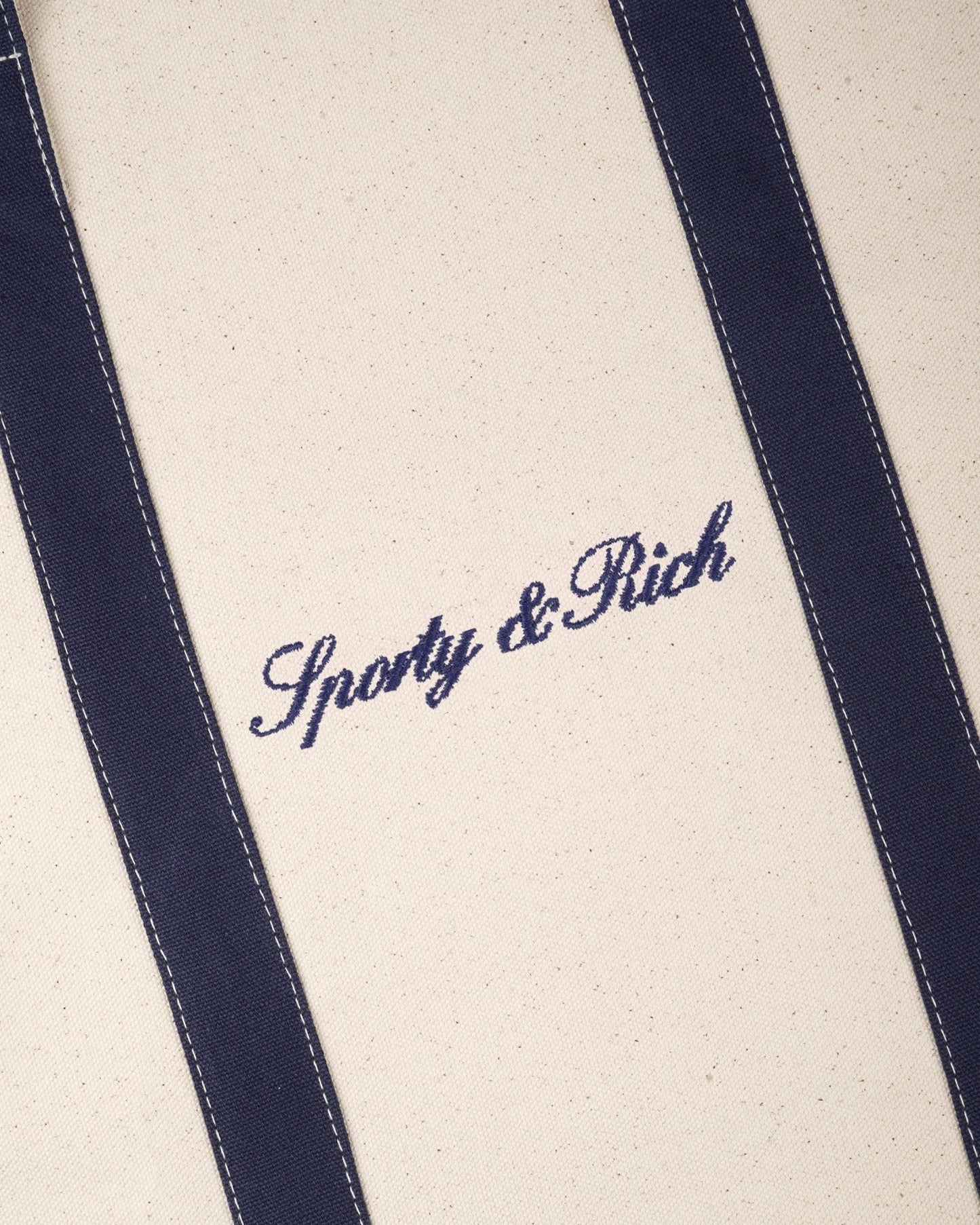 Signature Logo Large Tote - Natural/Dark Navy
