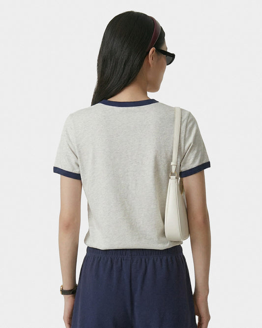 BH Crest Soft Ringer Tee - Heather Gray/Navy