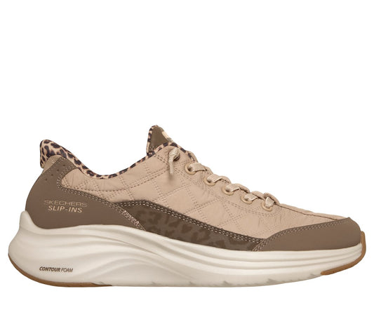 Skechers- Women Slip-ins: Contour Foam - Cozy Fit Leopard Dream