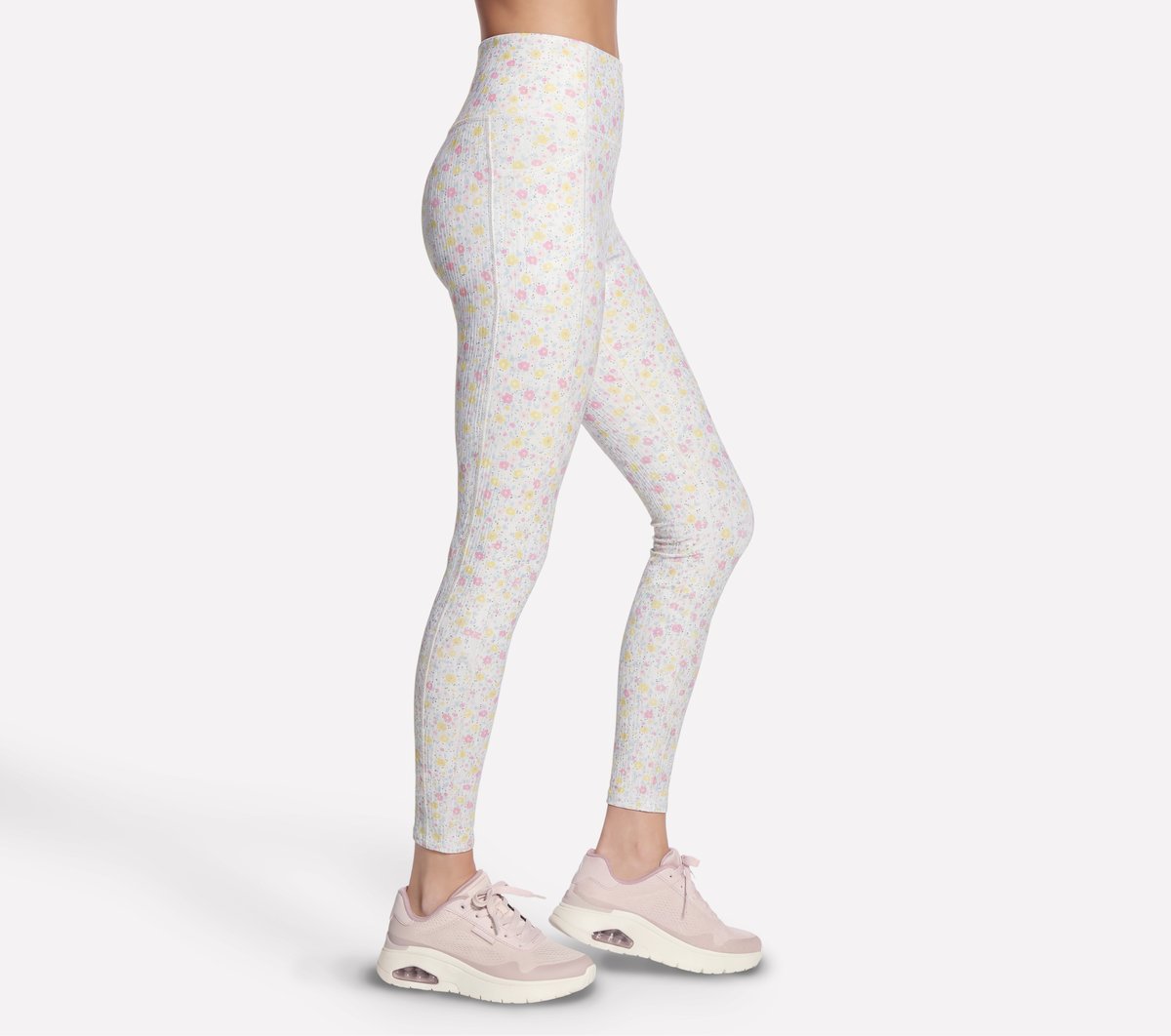 Skechers- Women GO WALK Rib Floral Full Length High-Waisted Legging