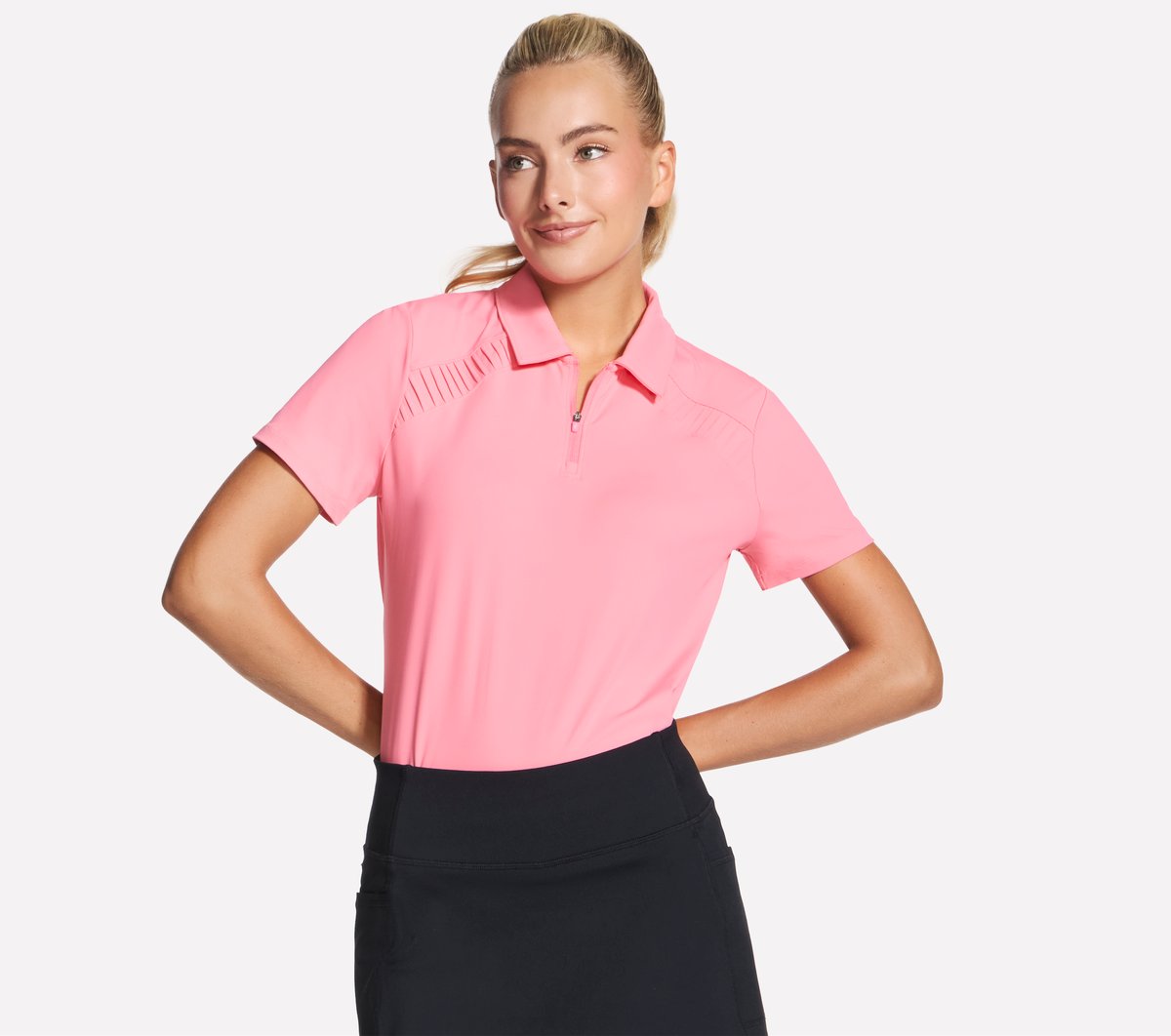 Skechers- Women GO GOLF Short Sleeve Birdie Zip Front Polo