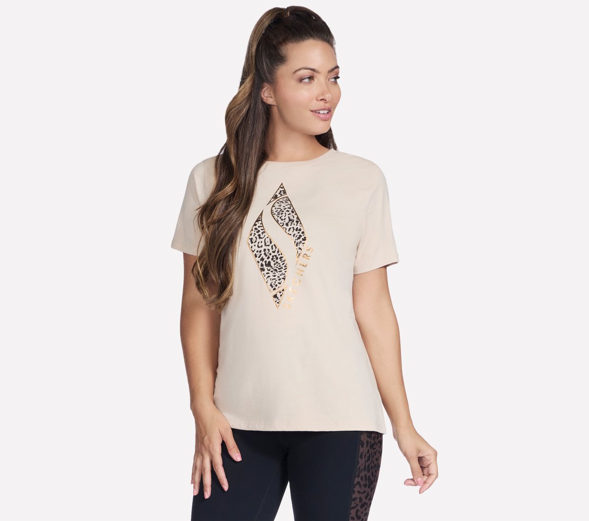Skechers- Women Diamond Cheetah Short Sleeve Tee