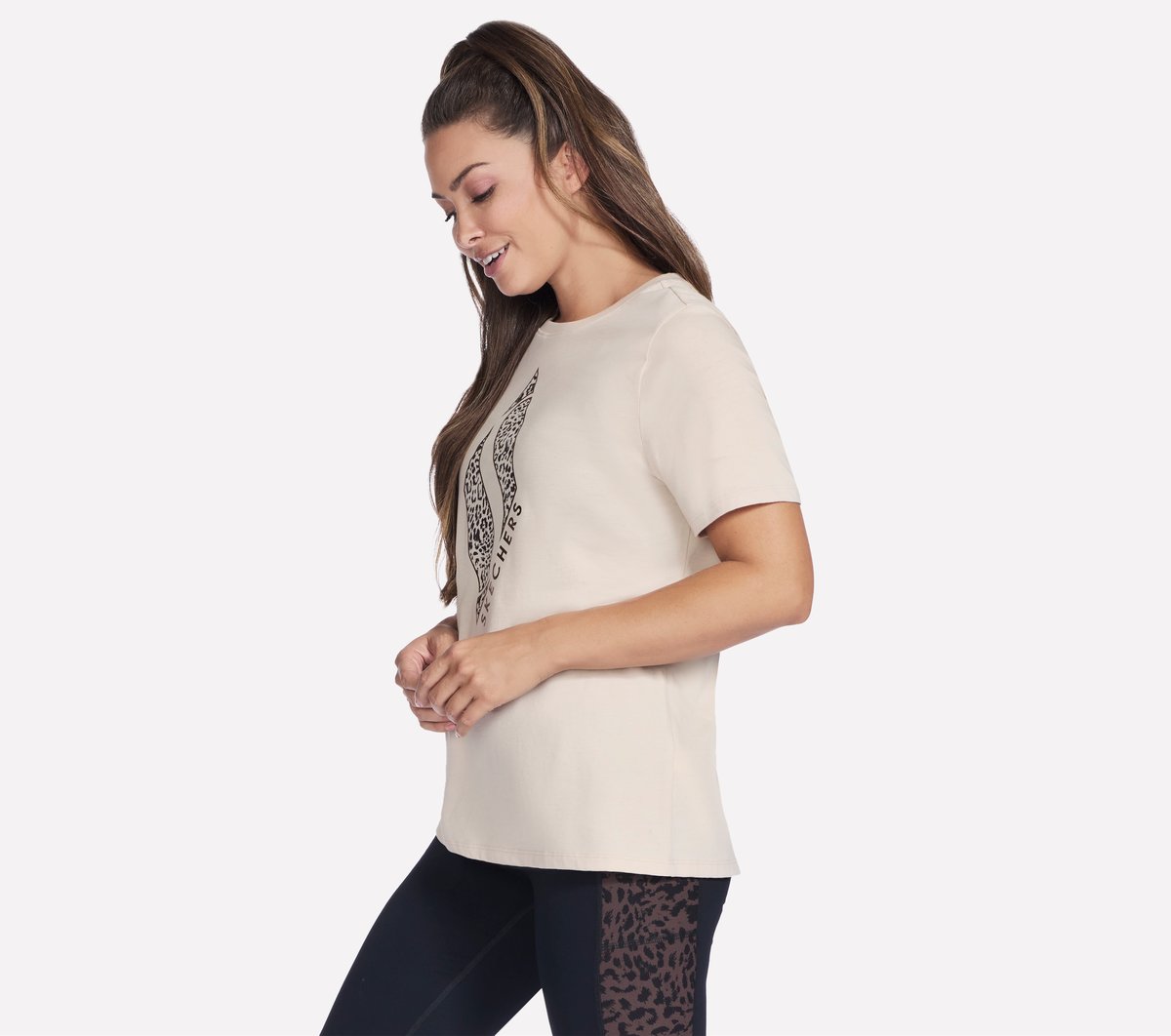 Skechers- Women Diamond Cheetah Short Sleeve Tee