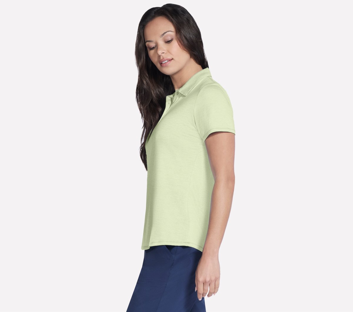 Skechers- Women Short Sleeve On The Green Striped Polo