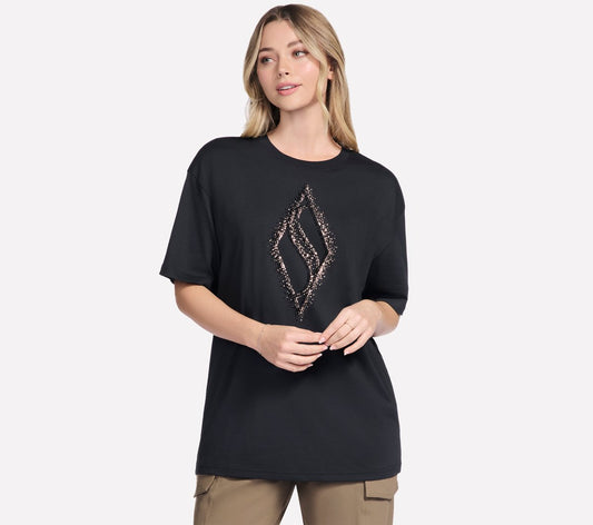 Skechers- Women Gold Splatter Diamond Short Sleeve Tee