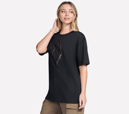 Skechers- Women Gold Splatter Diamond Short Sleeve Tee