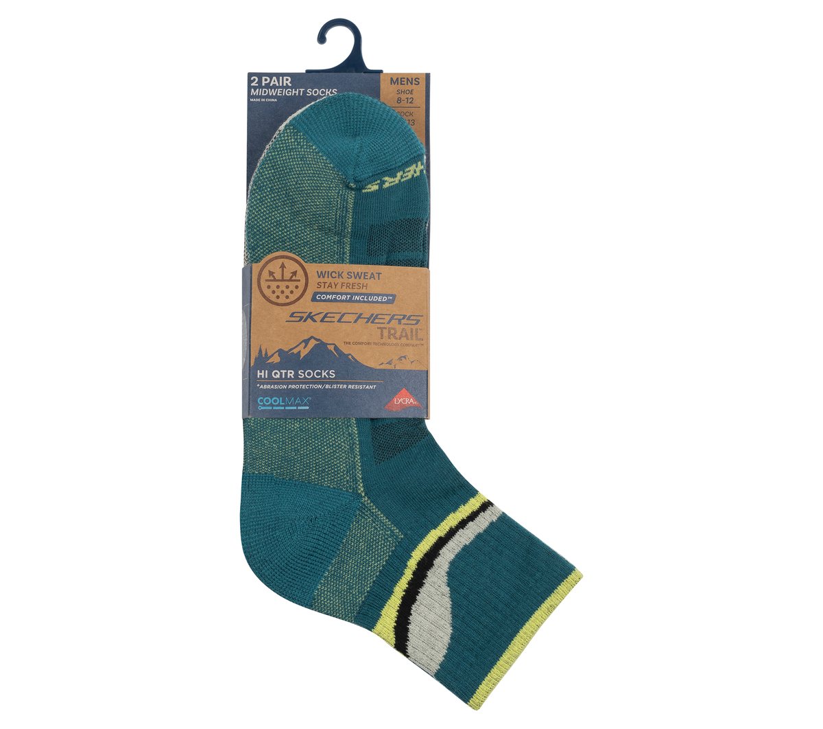 Skechers- Men|Clothing 2 Pack Men's Quarter Trail Socks