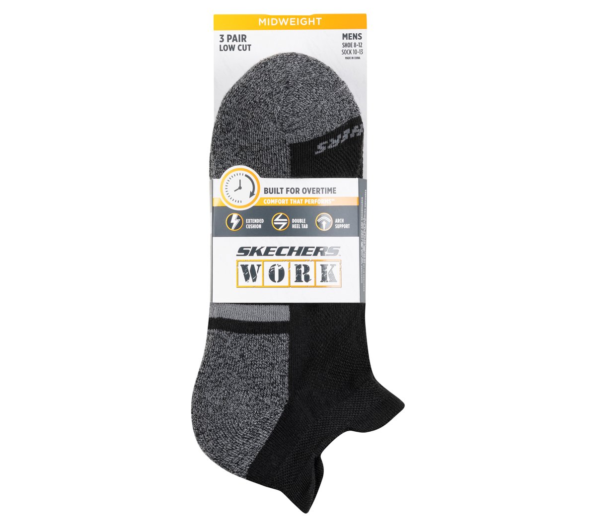 Skechers- Men|Clothing Lowcut Heel Tab Work Socks - 3 Pack
