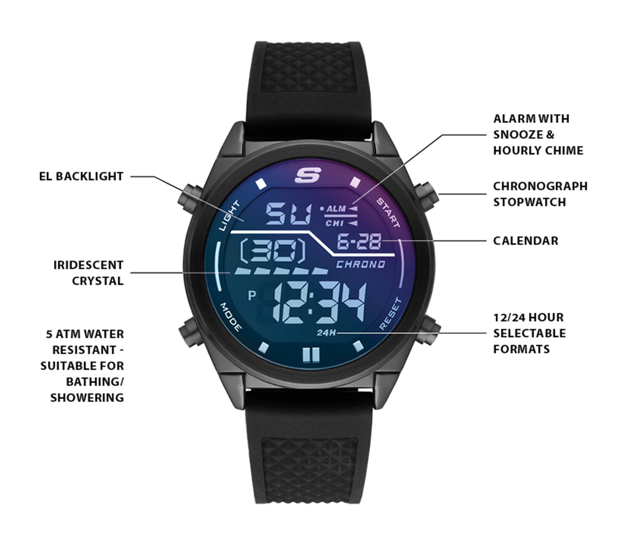 Skechers- Men|Clothing Accessories Blue Face Digital Watch