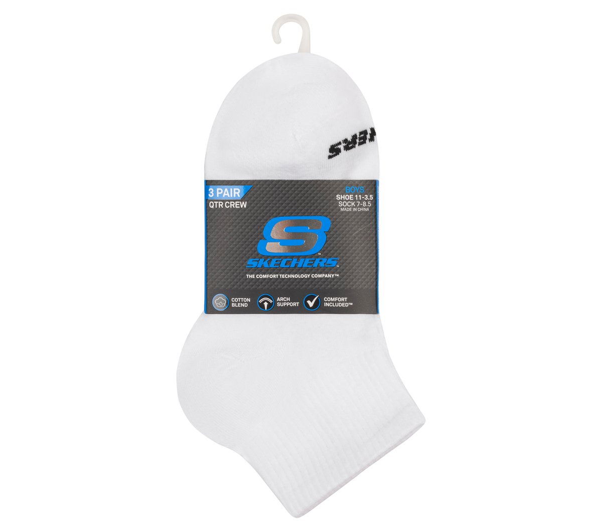 Skechers- Kids|Clothing 3 Pack Boys' Quarter Crew Cotton Socks