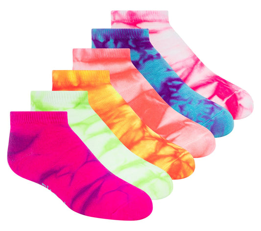 Skechers- Kids|Clothing 6 Pack Girls' Tie Dye Fashion Socks