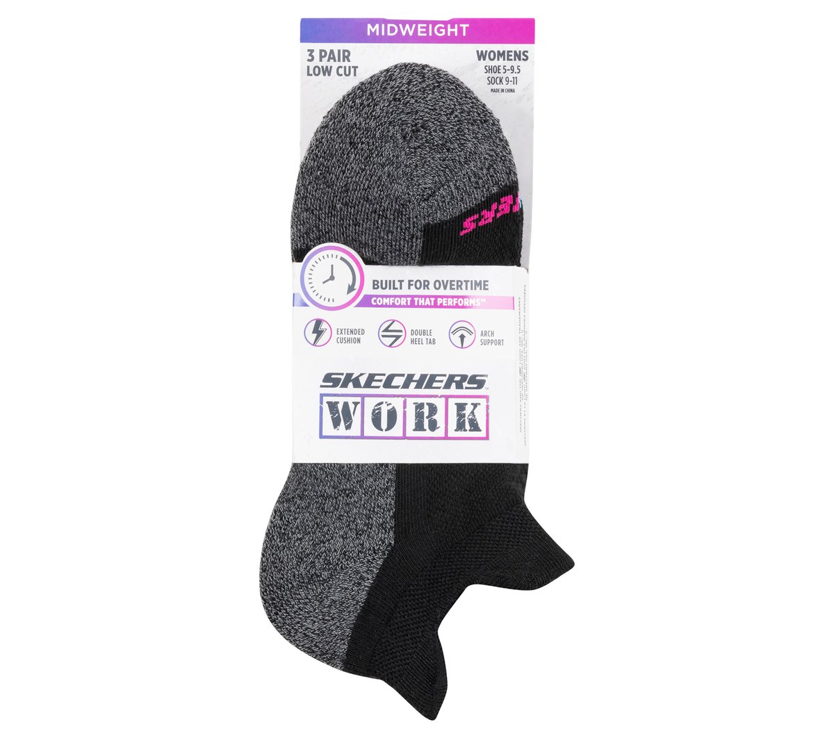 Skechers- Clothing Work: Lowcut Heel Tab Socks - 3 Pack