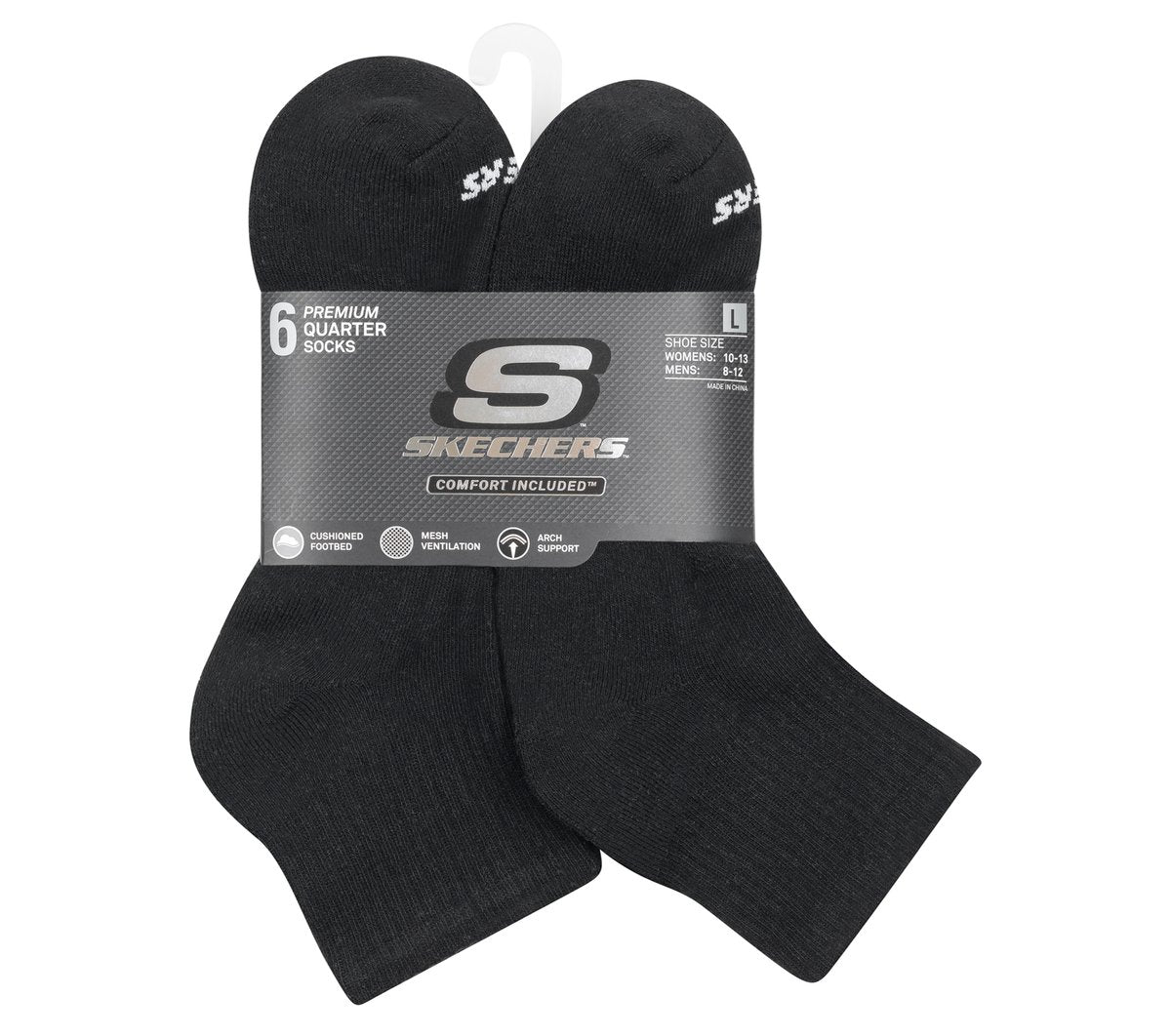 Skechers- Clothing 6 Pack Core Quarter Large Socks