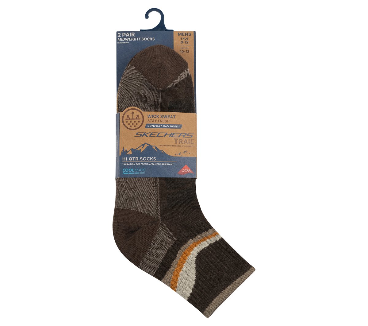 Skechers- Clothing 2 Pack Men's Quarter Trail Socks