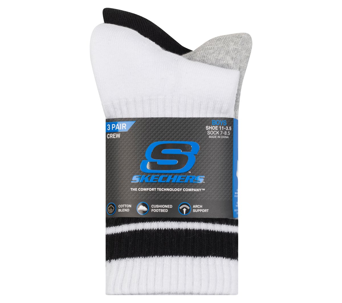 Skechers- Clothing 3 Pack Boys' Crew Socks