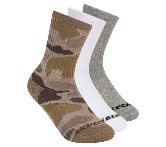 Skechers- Clothing 3 Pack Boys' Crew Camo Socks