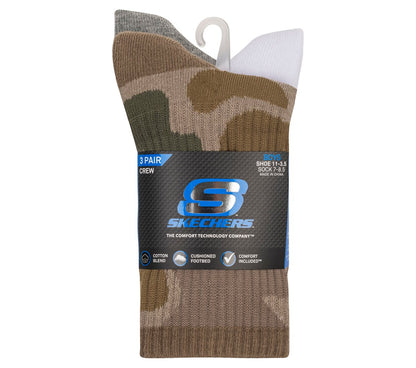 Skechers- Clothing 3 Pack Boys' Crew Camo Socks