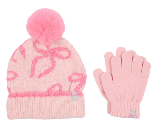 Skechers- Clothing Bow Print Hat and Glove Set