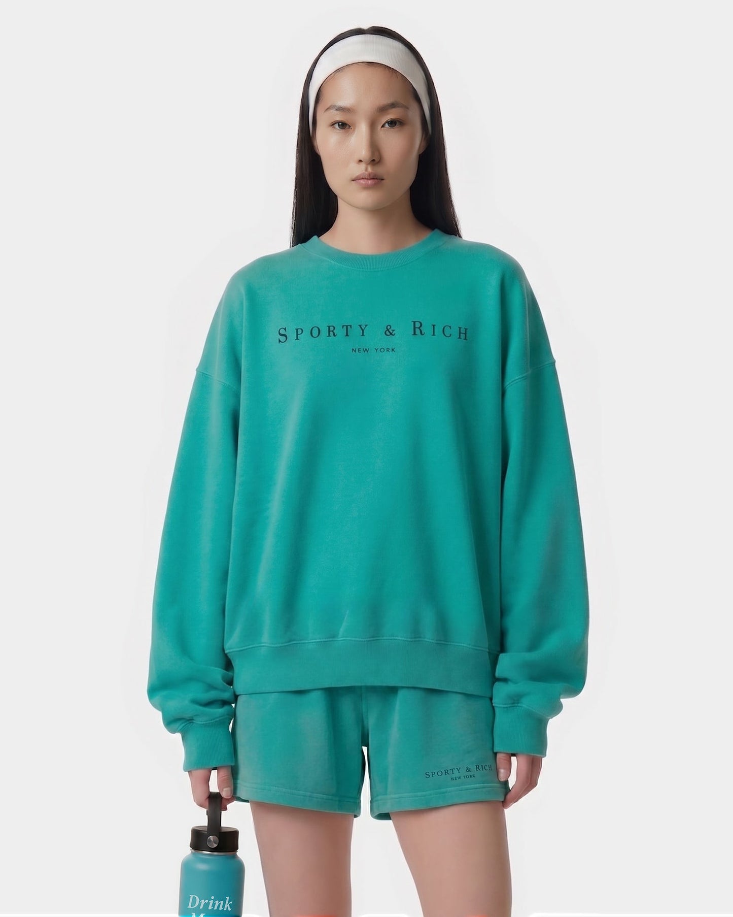 Title Embroidered Crewneck - Amalfi Green/Light Navy