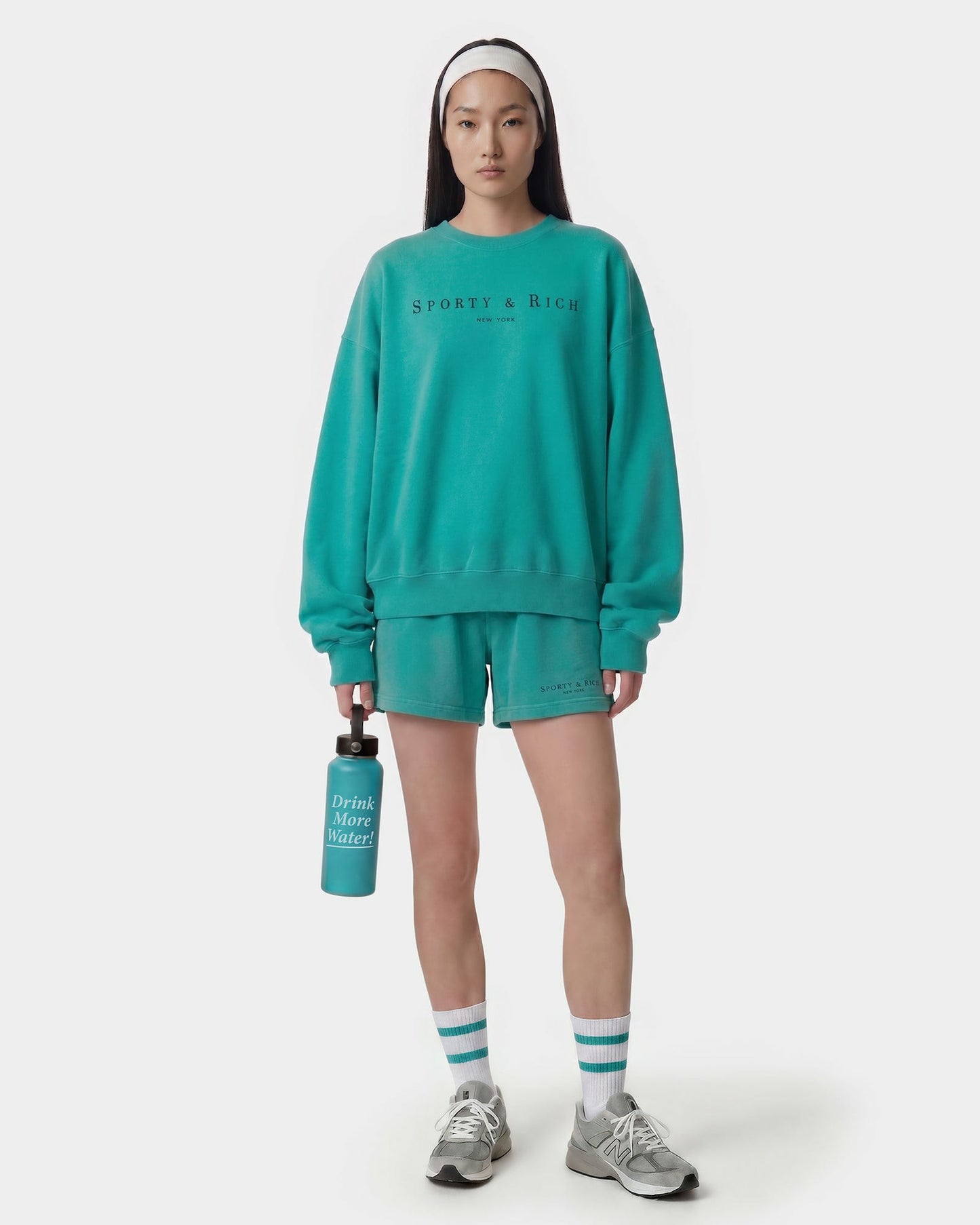 Title Embroidered Crewneck - Amalfi Green/Light Navy