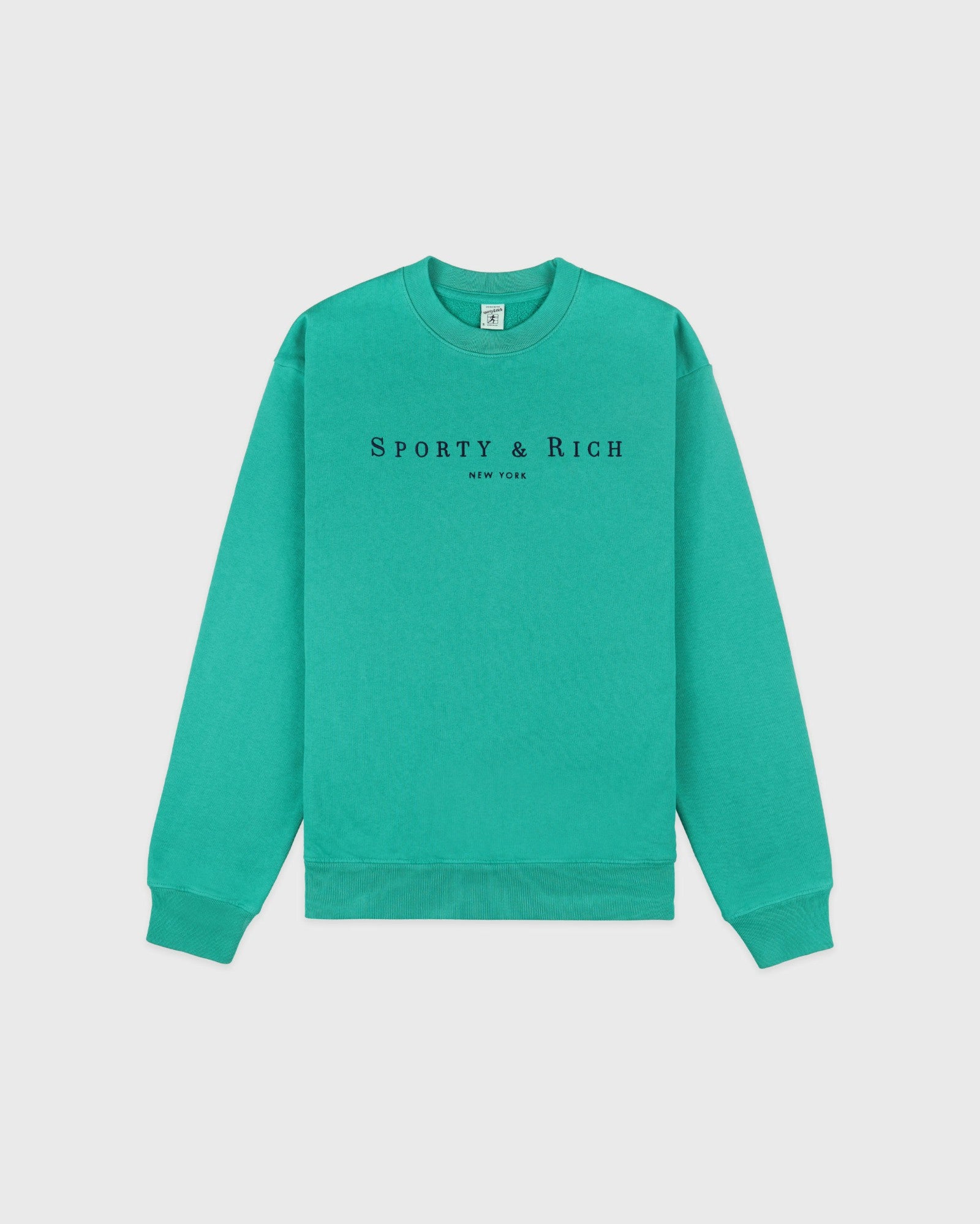 Title Embroidered Crewneck - Amalfi Green/Light Navy