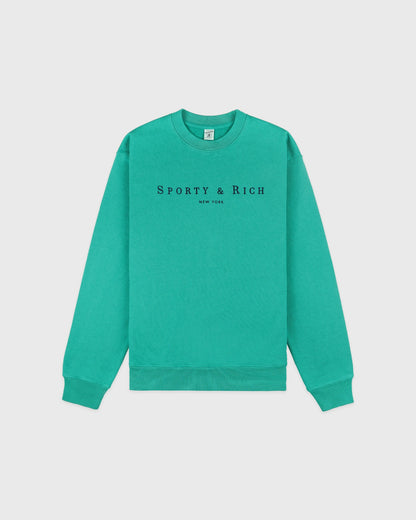 Title Embroidered Crewneck - Amalfi Green/Light Navy