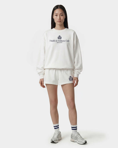 H&W Crest Embroidered Crewneck - White/Light Navy