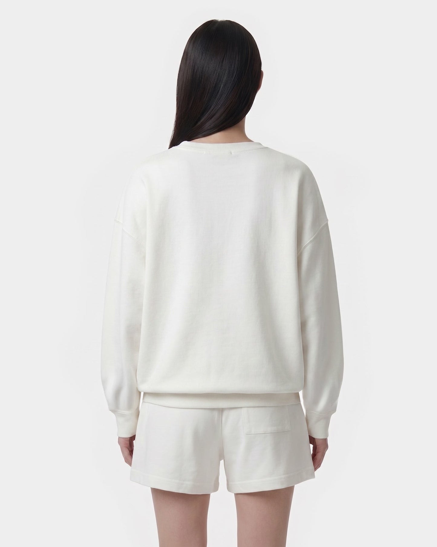 H&W Crest Embroidered Crewneck - White/Light Navy