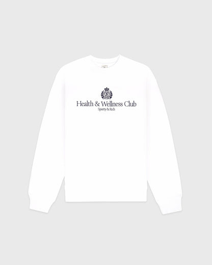 H&W Crest Embroidered Crewneck - White/Light Navy
