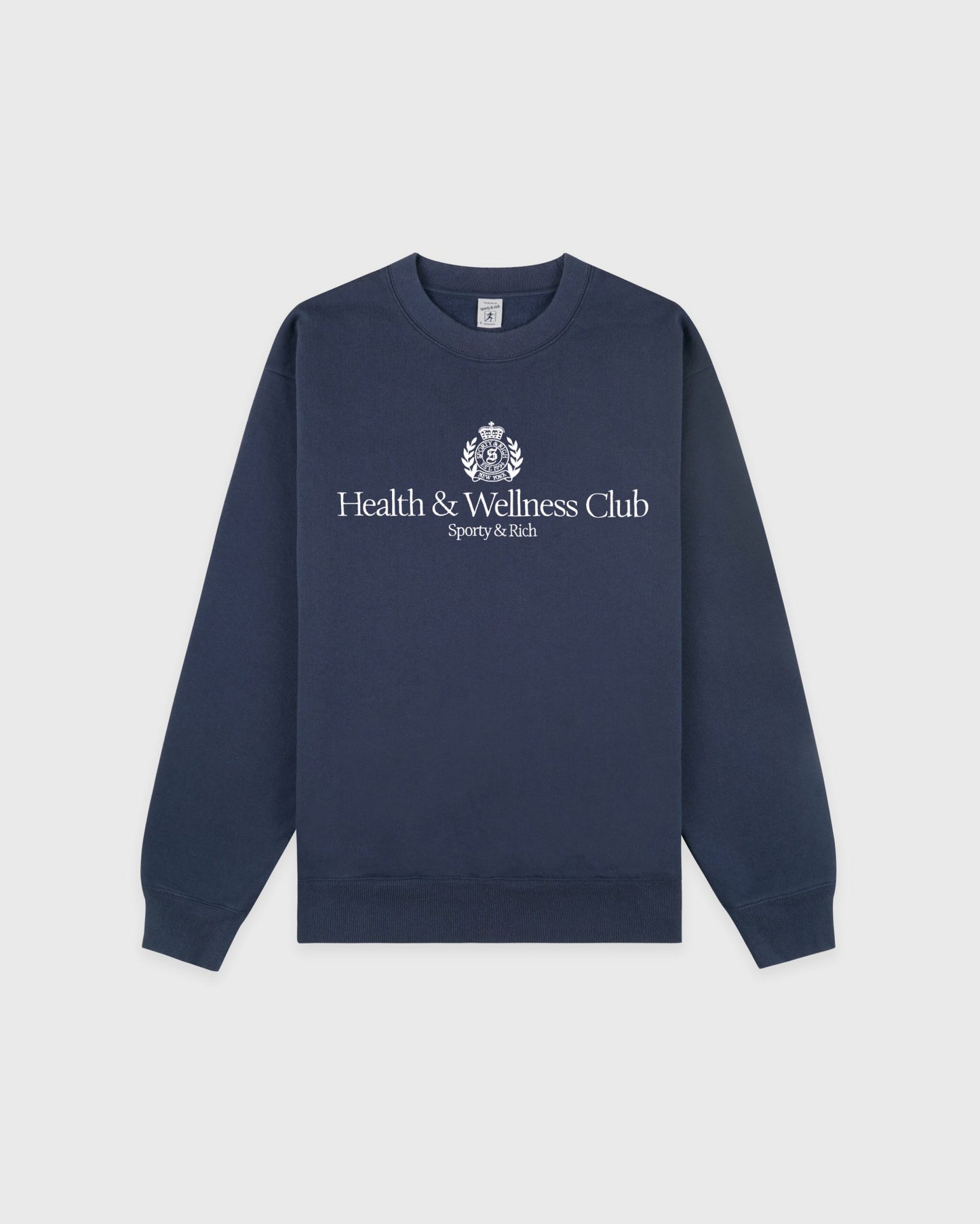 H&W Crest Embroidered Crewneck - Light Navy/White