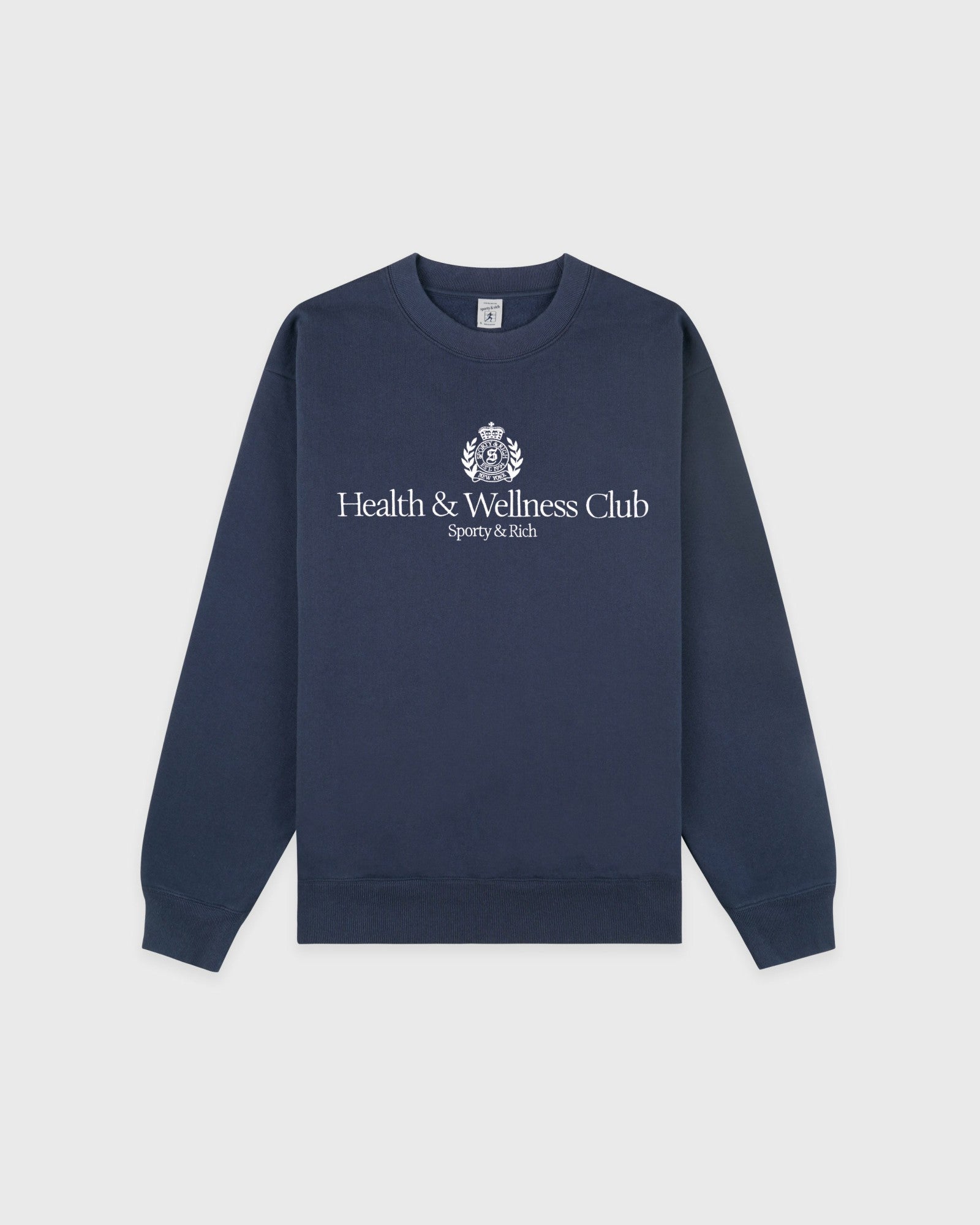 H&W Crest Embroidered Crewneck - Light Navy/White
