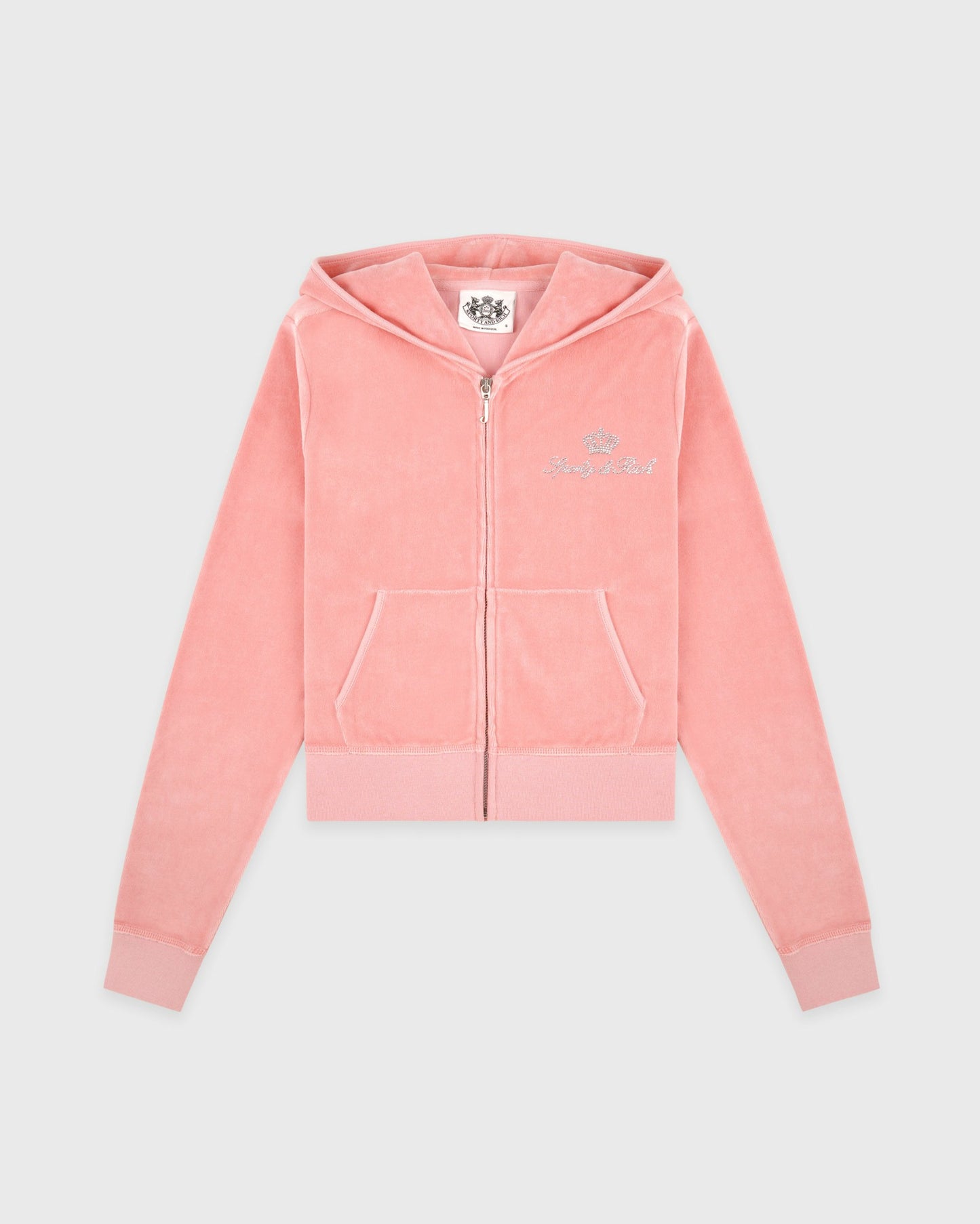 Juicy Script Velour Zip Hoodie - Rose