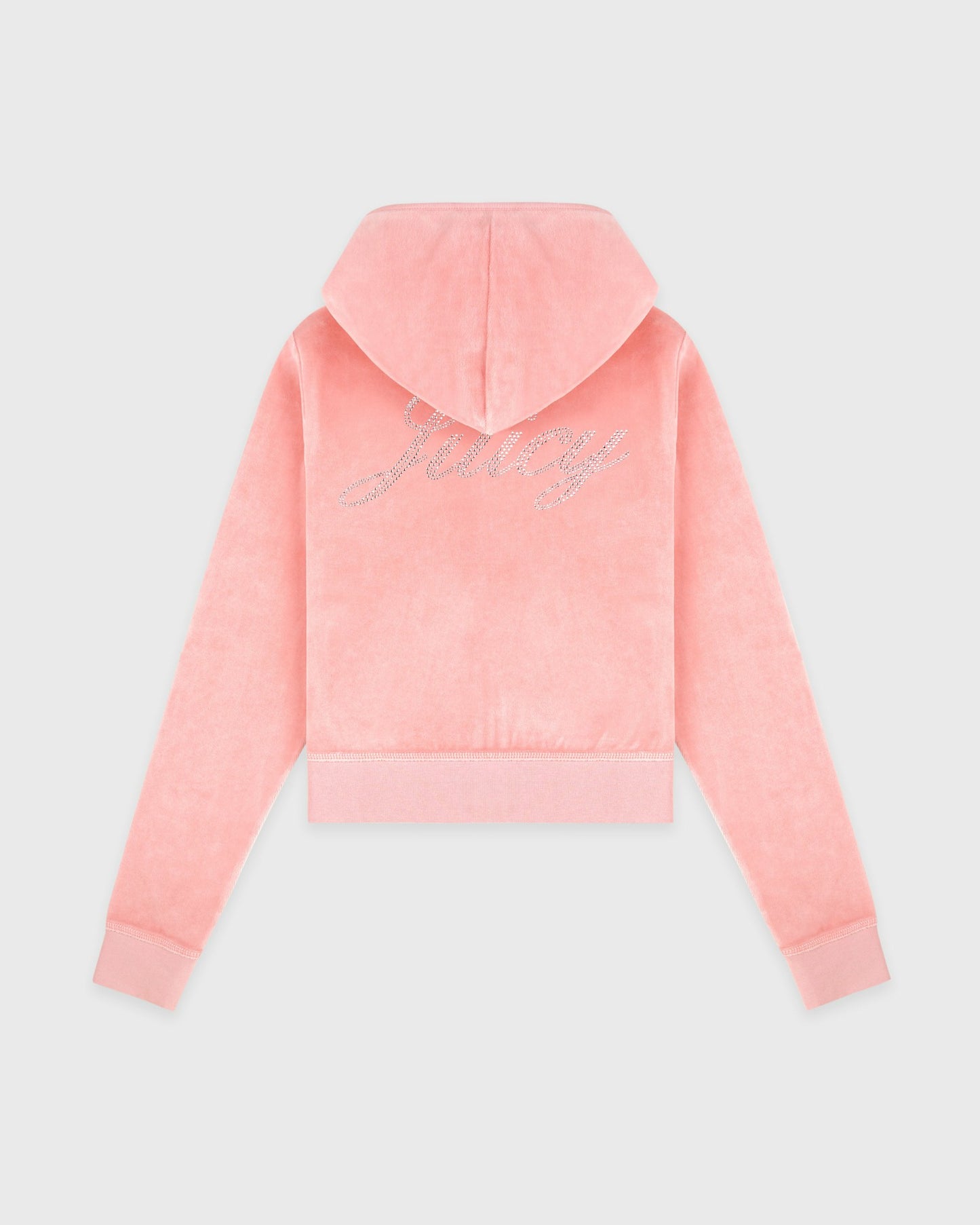 Juicy Script Velour Zip Hoodie - Rose