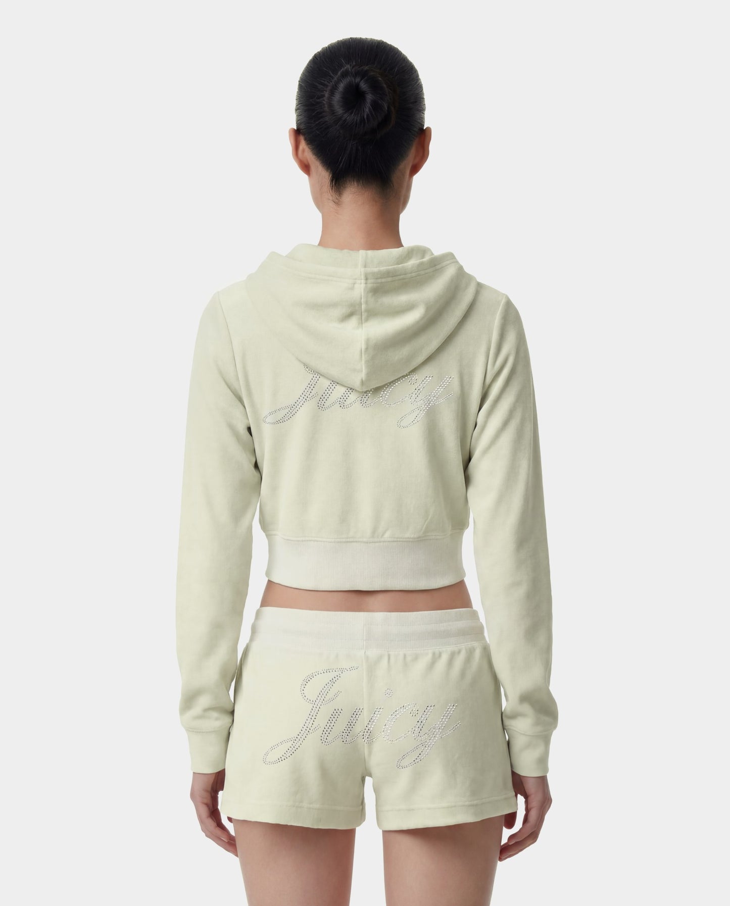 Juicy Script Velour Zip Hoodie - Sage
