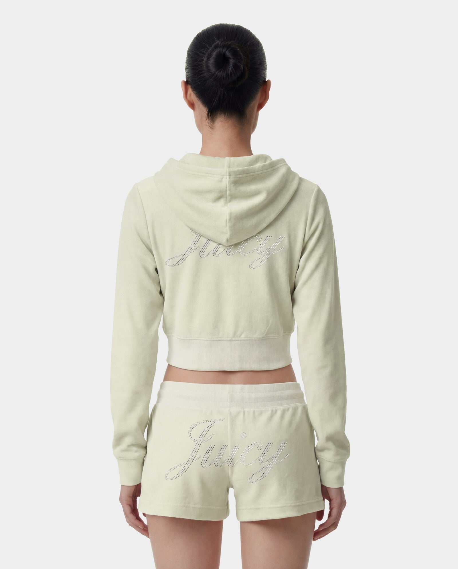 Juicy Script Velour Zip Hoodie - Sage