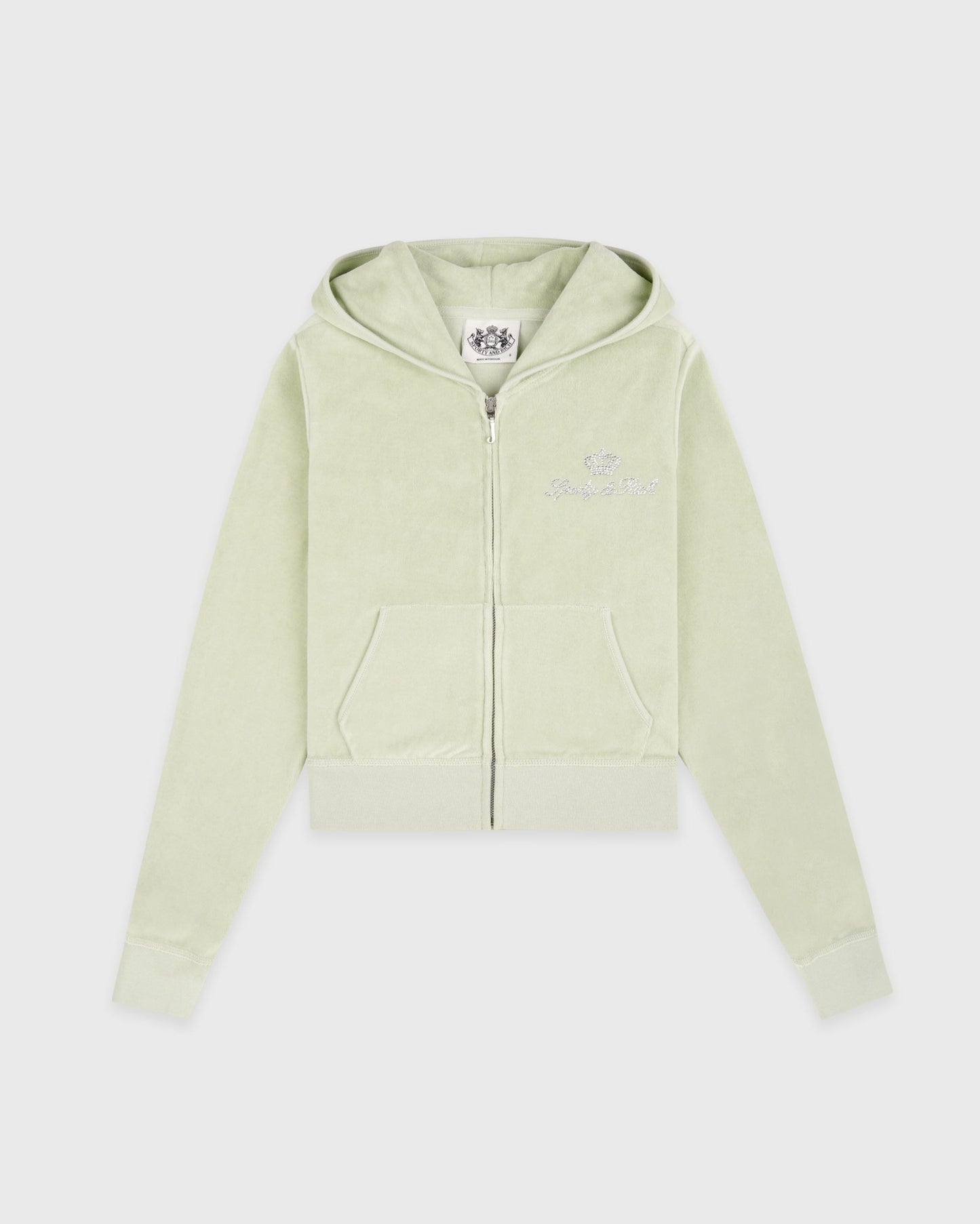 Juicy Script Velour Zip Hoodie - Sage