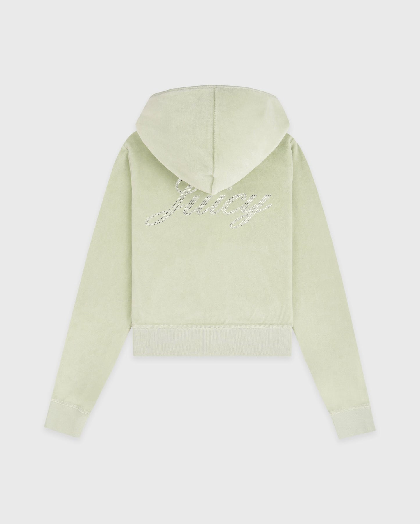 Juicy Script Velour Zip Hoodie - Sage