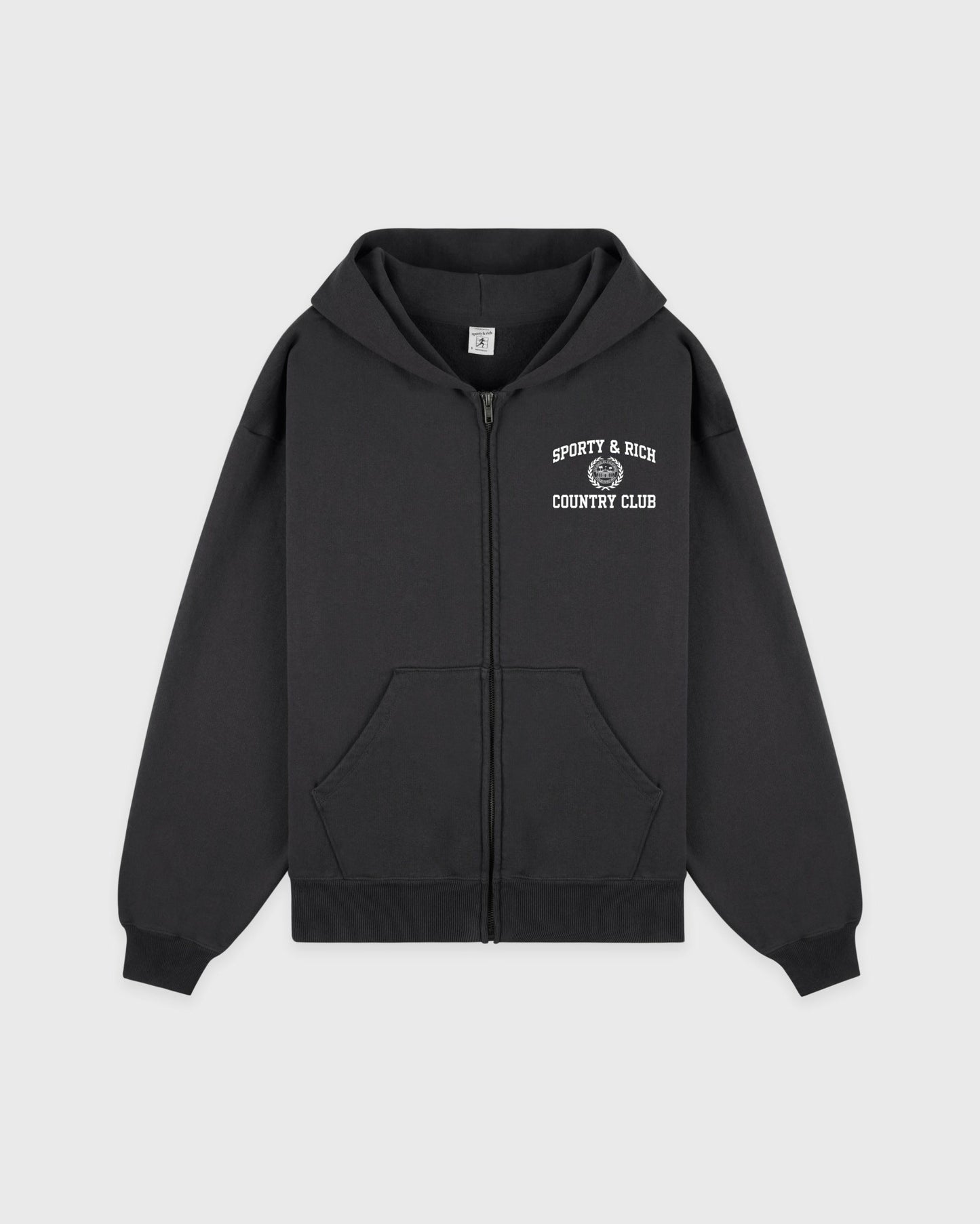 Varsity Crest Zip Hoodie - Carbon