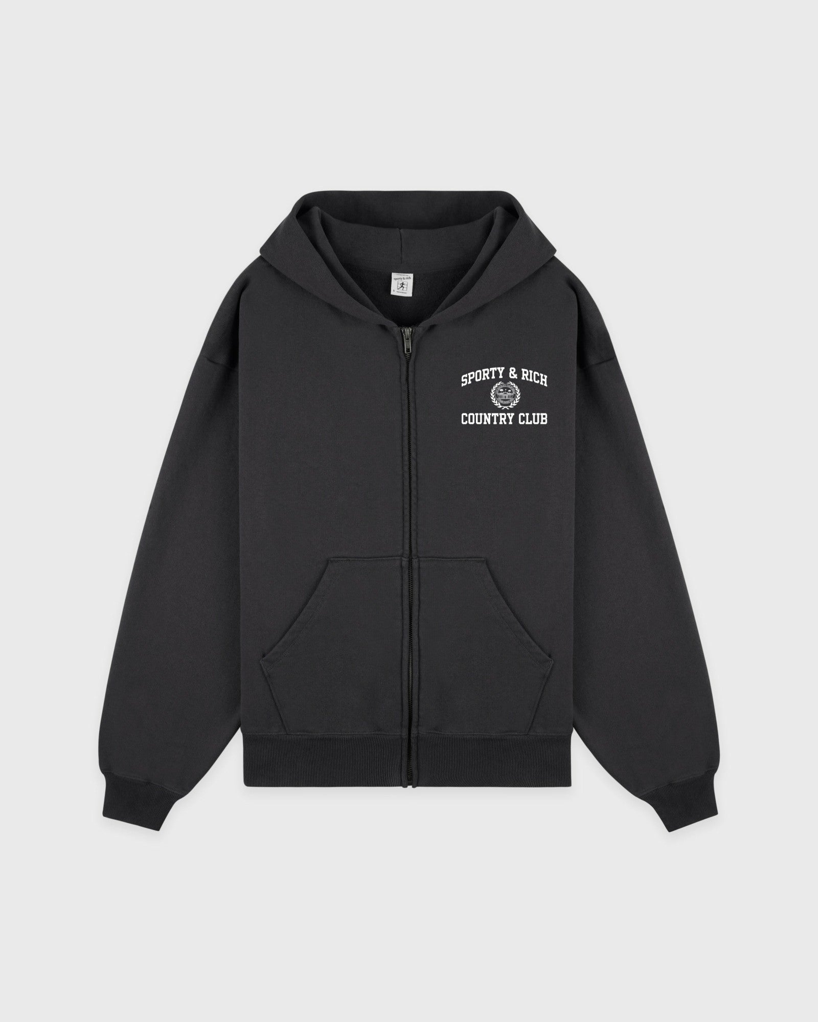 Varsity Crest Zip Hoodie - Carbon