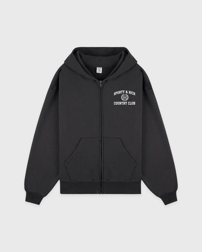 Varsity Crest Zip Hoodie - Carbon