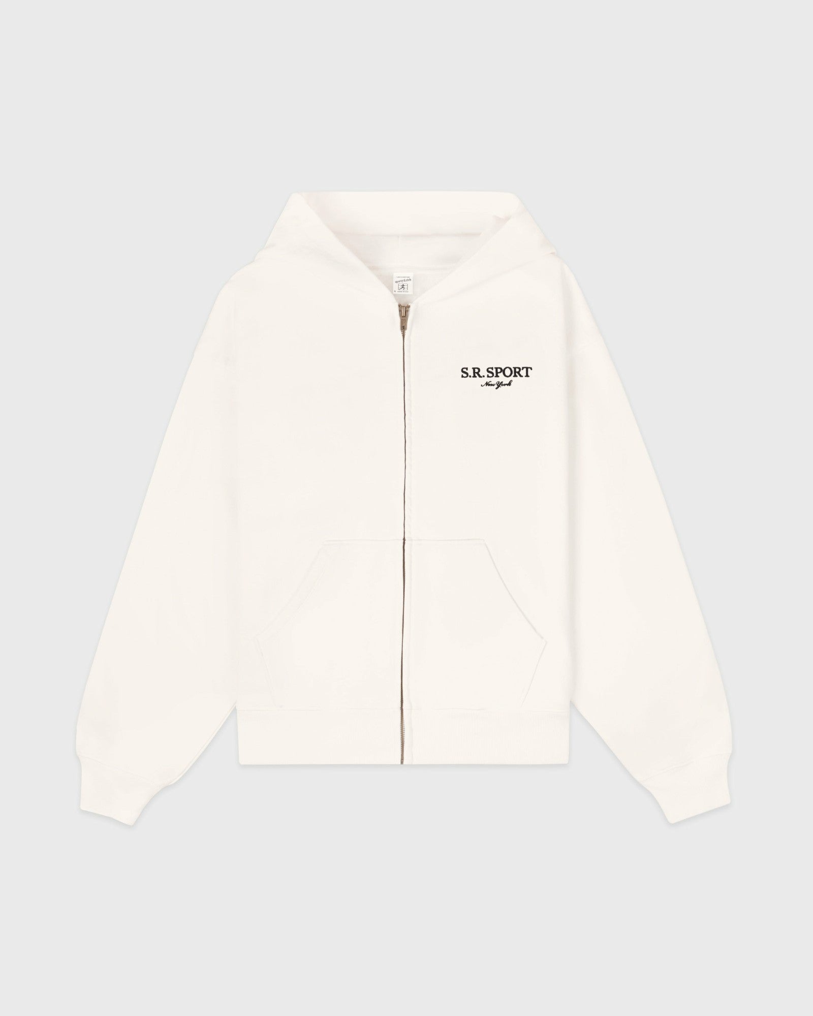 SR Sport Embroidered Zip Hoodie - Ecru
