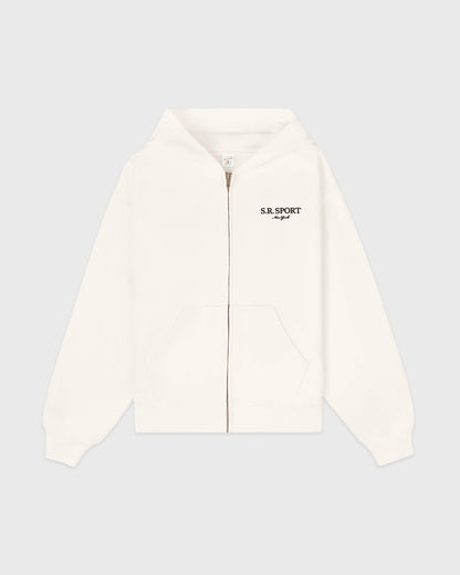 SR Sport Embroidered Zip Hoodie - Ecru