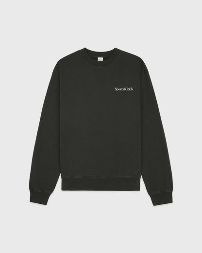 Serif Logo Embroidered Crewneck - Faded Black/White