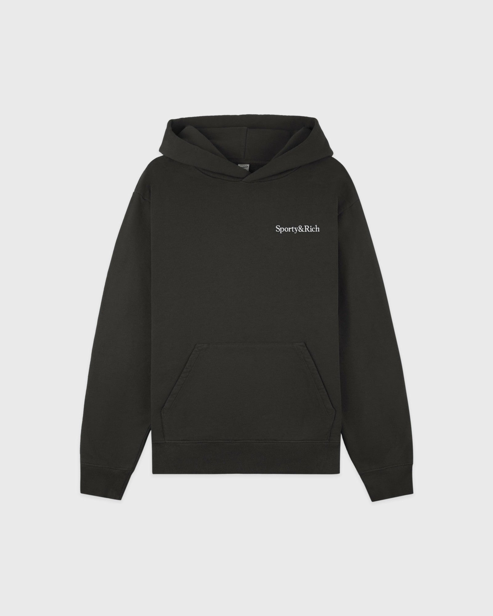 Serif Logo Embroidered Hoodie - Faded Black/White