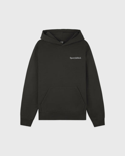 Serif Logo Embroidered Hoodie - Faded Black/White