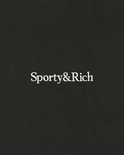 Serif Logo Embroidered Hoodie - Faded Black/White